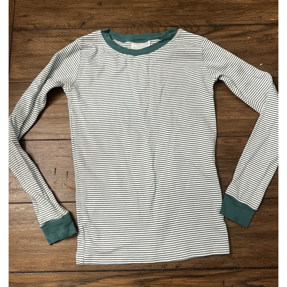 LAKE Pajama Top Green Stripe 100% Pima Cotton Sleepwear Sz 10 Boys Cozy Comfort - Picture 1 of 5